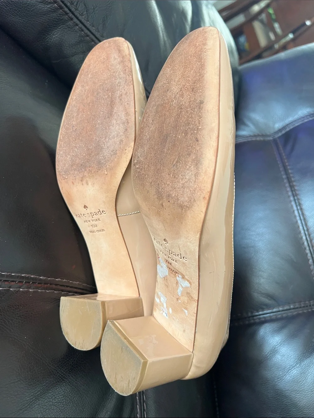 kate spade Nude Patent Leather Round-Toe Flats